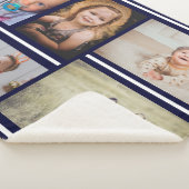 Couverture Sherpa Rayures de la marine Photos multiples Monogramme p (3/4)