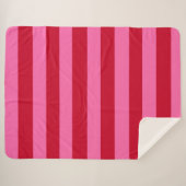 Couverture Sherpa Rayures de menthe rose et rouge (Devant (Horizontal))