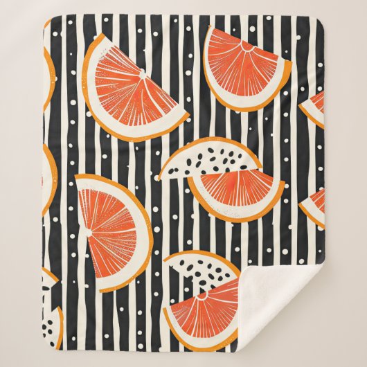 Couverture Sherpa Rayures de tranches de citron bold (8) (Devant)