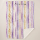 Couverture Sherpa Rayures d'iris crème violet   (Devant)