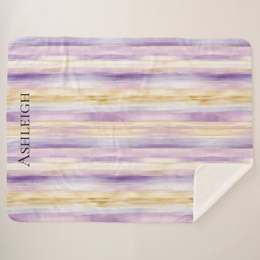 Couverture Sherpa Rayures d'iris crème violet   (Devant (Horizontal))
