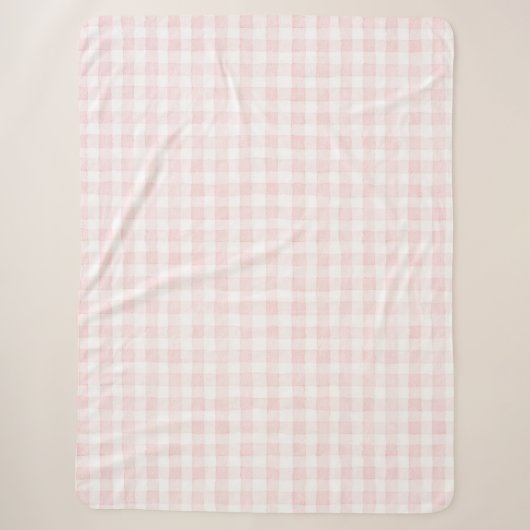 Couverture Sherpa Rayures Ecossaises Rose Blanc (Devant)