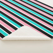 Couverture Sherpa Rayures en noir, rose et bleu (3/4)