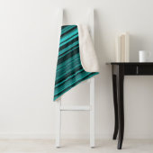 Couverture Sherpa Rayures noires et sarcelle (En situation)