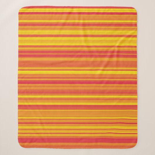 Couverture Sherpa Rayures Orange Rouge Jaune (Devant)