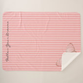 Couverture Sherpa Rayures roses avec papillon (Devant (Horizontal))