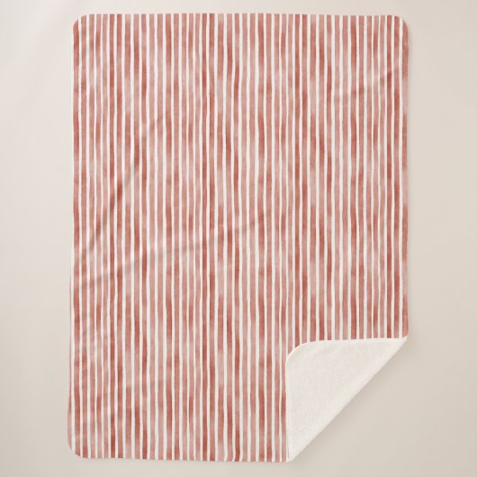 Couverture Sherpa Rayures rouges blanches (Devant)