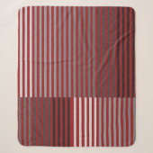Couverture Sherpa Rayures rouges, grises, noires et blanches (Devant)
