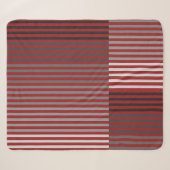 Couverture Sherpa Rayures rouges, grises, noires et blanches (Devant (Horizontal))