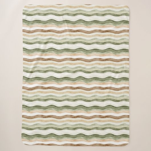 Couverture Sherpa Rayures Vert Crème Marron (Devant)