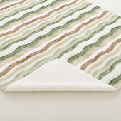 Couverture Sherpa Rayures Vert Crème Marron (3/4)