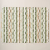 Couverture Sherpa Rayures Vert Crème Marron (Devant (Horizontal))