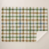 Couverture Sherpa Rayures Vert Marron Bleu  (Devant (Horizontal))