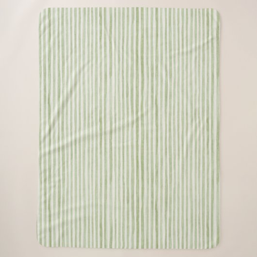 Couverture Sherpa Rayures Vertes Blanches (Devant)