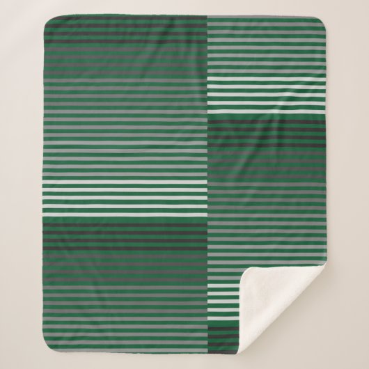 Couverture Sherpa Rayures vertes, grises, noires et blanches (Devant)