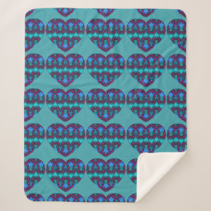 Couverture Sherpa Rebroderie Look Aquarelle Chouette et Coeurs de ch