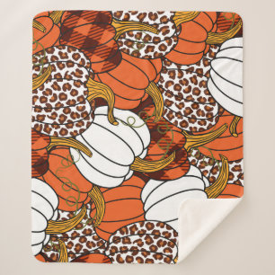 Couverture Sherpa Récolte Citrouille Motif Vintage