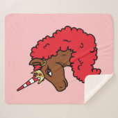 Couverture Sherpa Red Afro Unicorn (Devant (Horizontal))