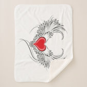 Couverture Sherpa Red Angel Coeur avec ailes (Devant)