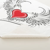 Couverture Sherpa Red Angel Coeur avec ailes (3/4)