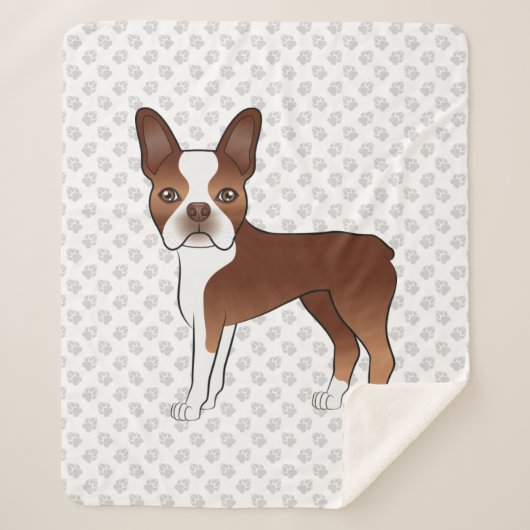 Couverture Sherpa Red Boston Terrier mignon caricature Chien et patt (Devant)