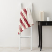 Couverture Sherpa Red Burgundy Cream Stripes Flowers Leaves (En situation)