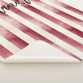 Couverture Sherpa Red Burgundy Cream Stripes Flowers Leaves (3/4)