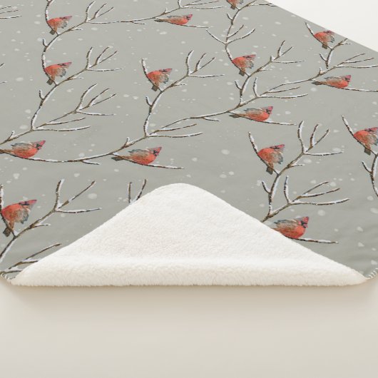 Couverture Sherpa Red Cardinal Perched on a Tree Branch Sherpa Blank (3/4)