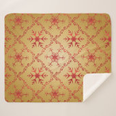 Couverture Sherpa Red Christmas Stars on Gold (Devant (Horizontal))