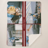Couverture Sherpa Red Custom Photos Collage Nom de famille Personnal (Devant)