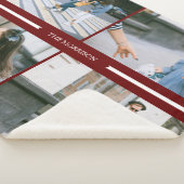 Couverture Sherpa Red Custom Photos Collage Nom de famille Personnal (3/4)
