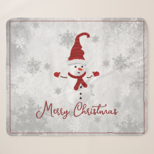 Couverture Sherpa Red Cute Snowman Holiday Sherpa Blanket