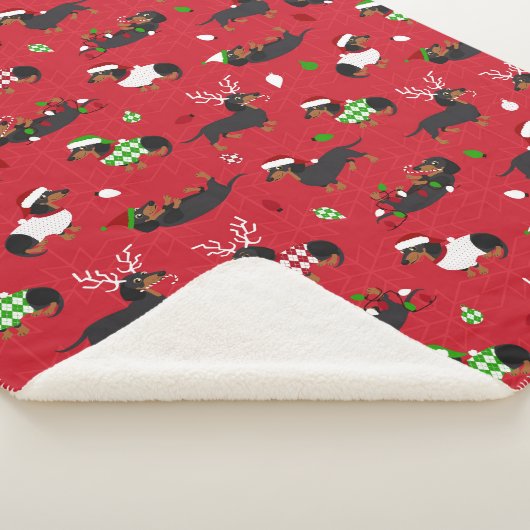 Couverture Sherpa Red Dachshunds de Noël (3/4)