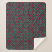 Couverture Sherpa Red Floral With Green and Blue (Devant)