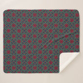 Couverture Sherpa Red Floral With Green and Blue (Devant (Horizontal))
