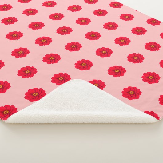 Couverture Sherpa Red Flower Seamless Pattern Sherpa Blanket (3/4)