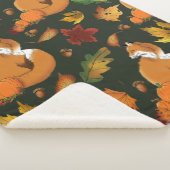 Couverture Sherpa Red Fox Feuilles Acorns Green (3/4)