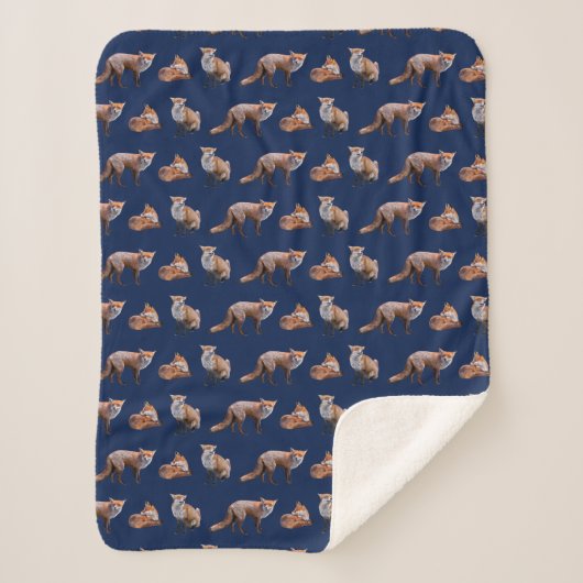 Couverture Sherpa Red Fox Frenzy (Navy) (Devant)