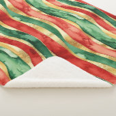 Couverture Sherpa Red Gold Green Stripes Noël (3/4)