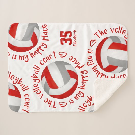 Couverture Sherpa red gray volleyball court happy place typography (Devant (Horizontal))