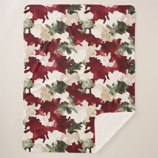 Couverture Sherpa Red Green Cream Camo (Devant)