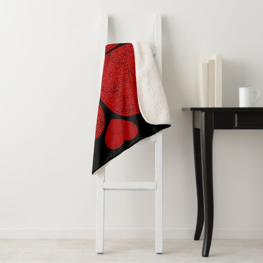 Couverture Sherpa Red Heart Mandala (En situation)