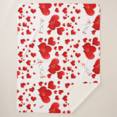 Couverture Sherpa Red Hearts Infinity Initiales Monogramme sur blanc (Devant)