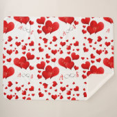 Couverture Sherpa Red Hearts Infinity Initiales Monogramme sur blanc (Devant (Horizontal))