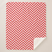 Couverture Sherpa Red Herringbone Chevron Motif (Devant)