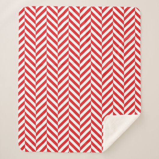 Couverture Sherpa Red Herringbone Chevron Motif (Devant)