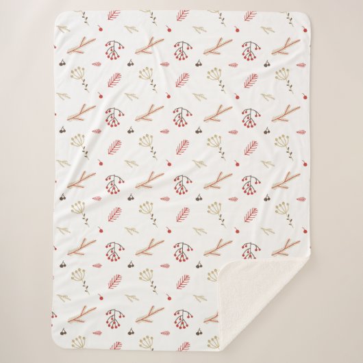 Couverture Sherpa Red Holly Berry Holiday (Devant)