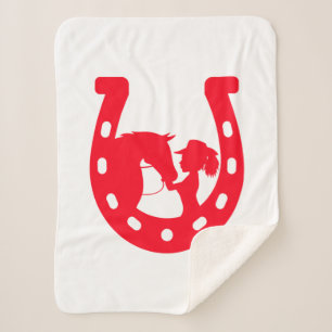 Couverture Sherpa Red Horseshoe Girl and Horse