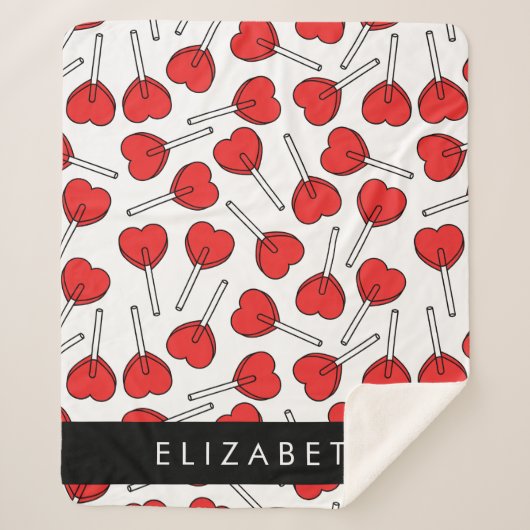 Couverture Sherpa Red Lollipops, Heart Lollipops, Lolly, Your Name (Devant)