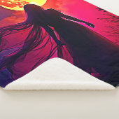 Couverture Sherpa Red Moon Shadow Woman Conception de mystère (3/4)